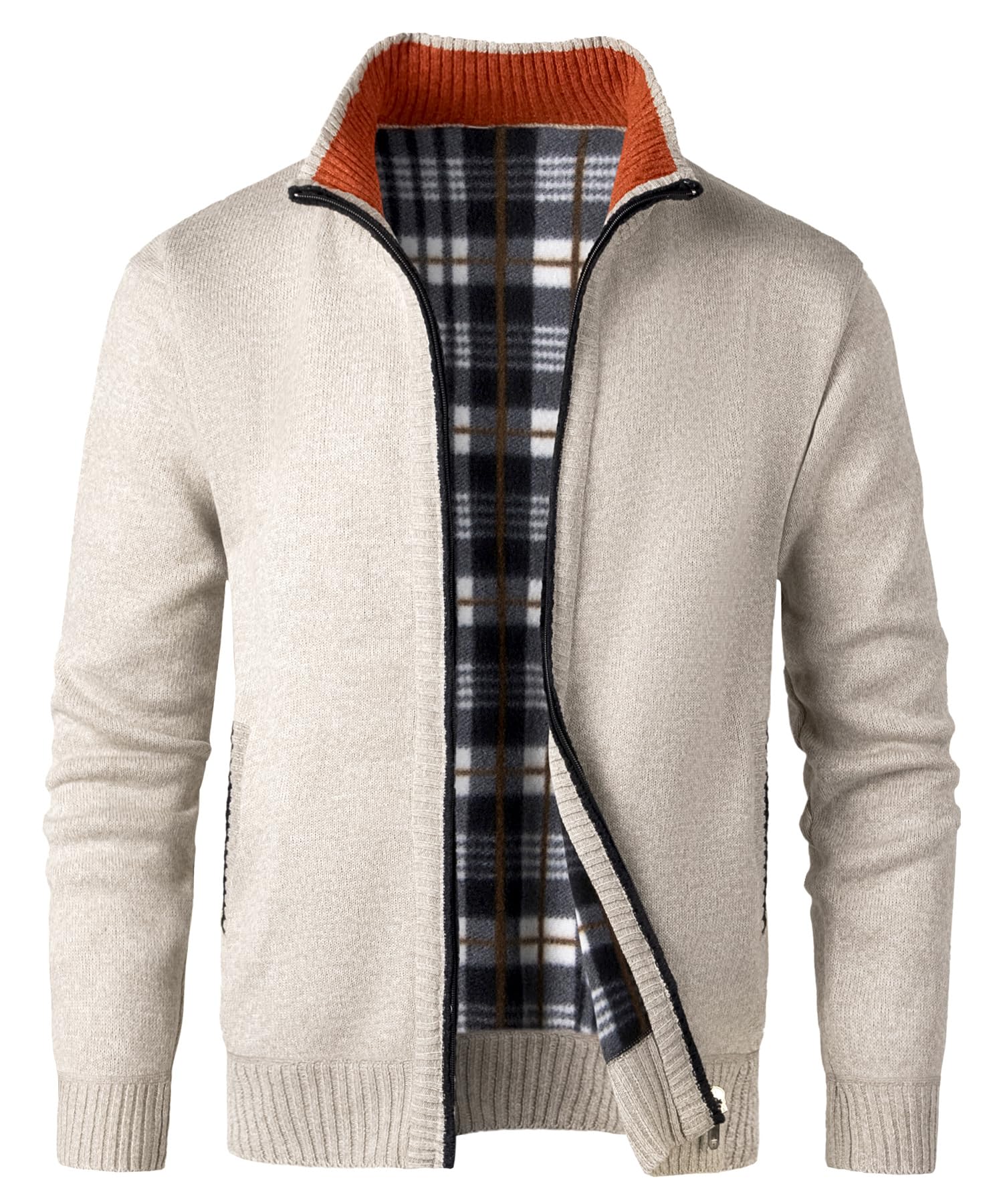 Hommes Cardigan Pulls Manteaux Tricoté Casual Ouvrez-Front Zippé Gilet Automne Hiver Chaud Pull Sweat avec Col Debout