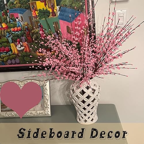 Miniatura 6 de Wootkey 5 flores artificiales de jazmín de 30 pulgadas de largo, ramas secas para Año Nuevo, boda, bricolaje, arte floral, hogar, oficina, fiesta,