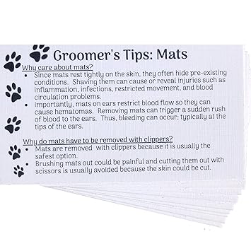 Dog Groomer Matted Fur and Dog Brushing Care Cards (100 Pack, 3.5