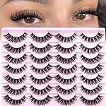 False Eyelashes Russian Strip Lashes Cat Eye Lashes Volume False Lashes D-Curly Fake Lashes zanlufly Reusable 14 Pairs Lashes Pack