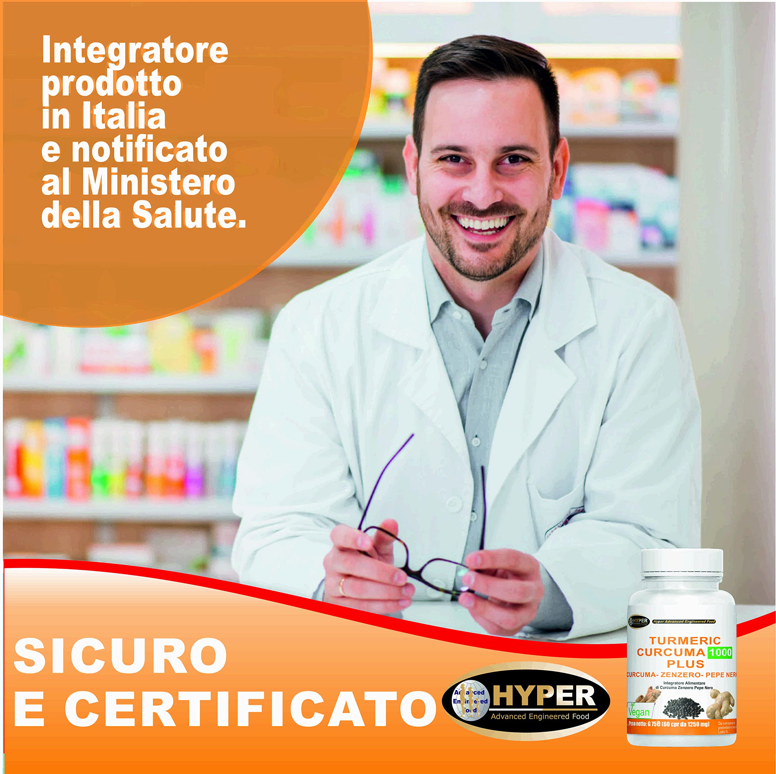 Integratore Curcuma Zenzero Pepe Nero Curcumina Piperina Alto Dosaggio Antinfiammatorio Naturale Dolori Articolari Mestruali Antiossidante Riattivare il Metabolismo e Digestione Turmeric Plus 300comp