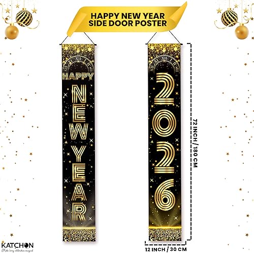 Miniatura 2 de KatchOn, Cartel extra grande de feliz año nuevo – 72 x 12 pulgadas | Decoraciones de Año Nuevo 2026 | Suministros de fiesta de Año Nuevo 2026,