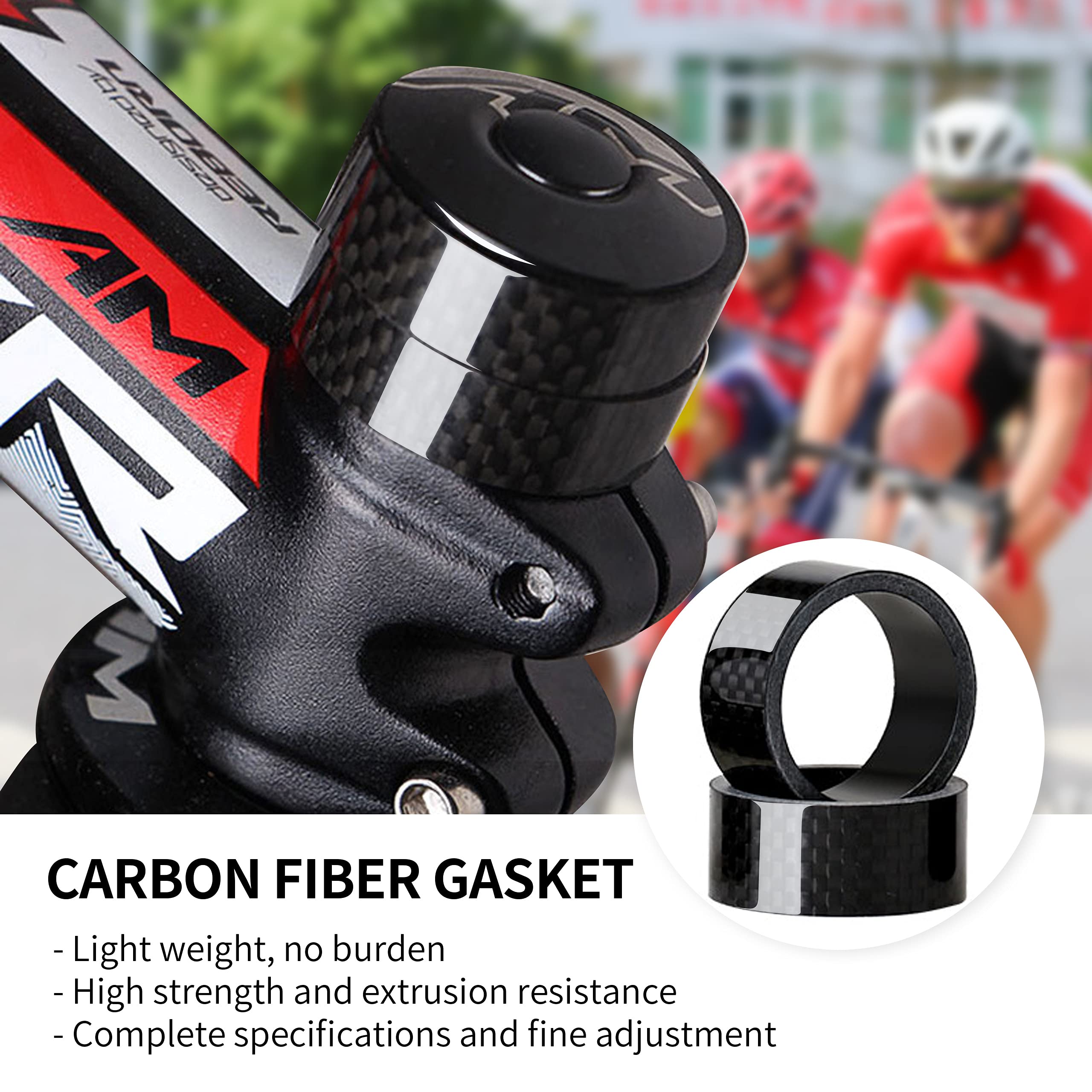 HONGECB Distanziatore in Fibra di Carbonio, Distanziatori per Bicicletta in Fibra di Carbonio, Distanziali in Carbonio per Bici, 1/8" Bike Headset Spacer, per Bici da Strada MTB, 6 Pz