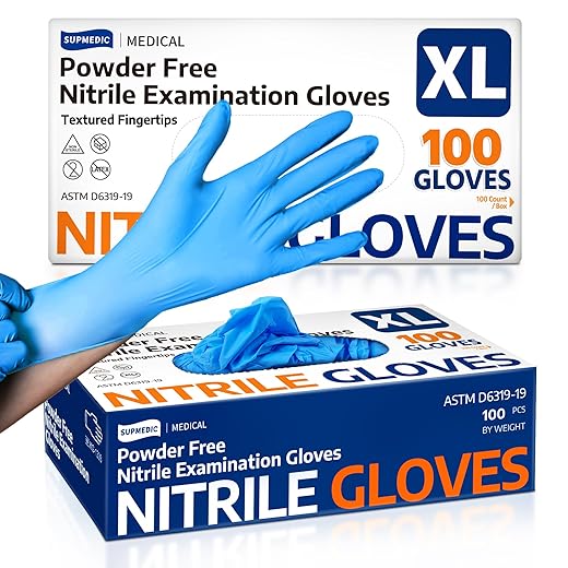 Medical Soft Max™ Nitrile Exam Gloves, 100 Count Latex-Free Powder-Free Non-Sterile Food Safe Disposable Glove, Blue