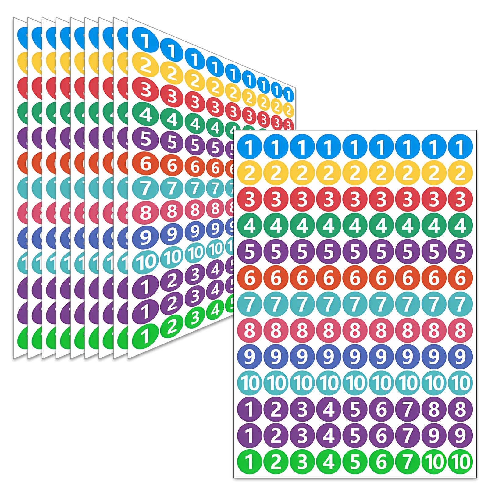 1170 Stück Bunte Zahlen Aufkleber(2 cm), Selbstklebende Wasserfester Zahlen Aufkleber,Klebepunkte Bunt Etiketten für Büro Schließfach Heim Ordnen