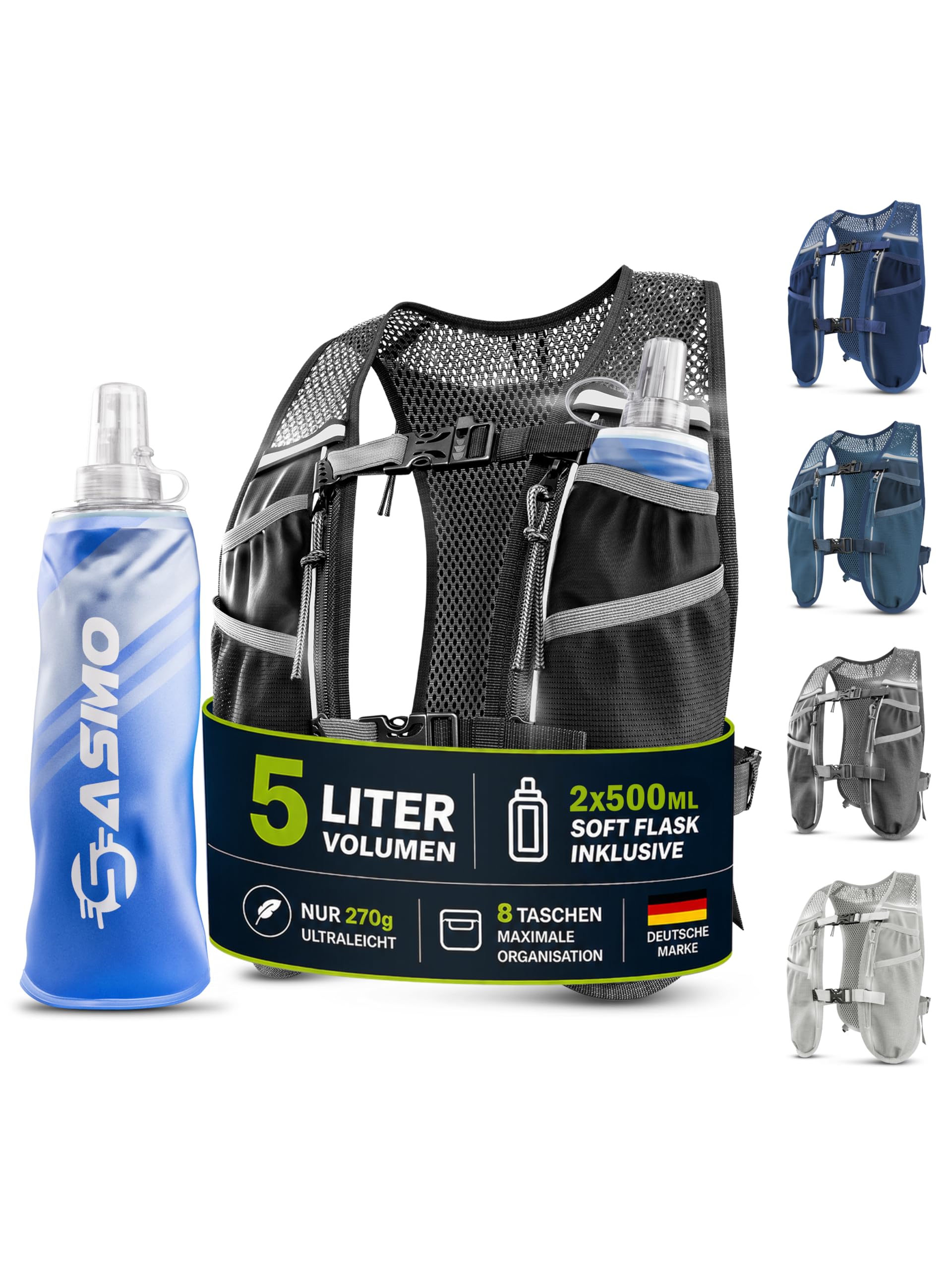 SASMO Running Vest for Women & Men – Ultralight Unisex Hydration Vest 2L & 5L, Bounce-Free Adjustable Fit, 8 Pockets, Reflective-picture-23