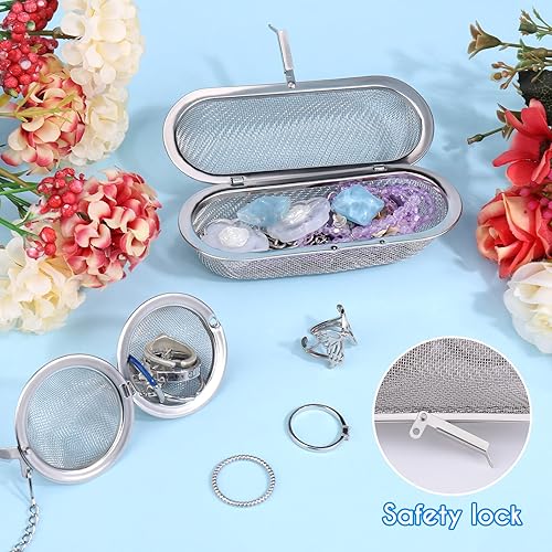 Miniatura 6 de AIERSA Cesta de limpieza ultrasónica, cesta de acero inoxidable de 2 piezas para limpiador ultrasónico de joyas, piezas pequeñas y solución de