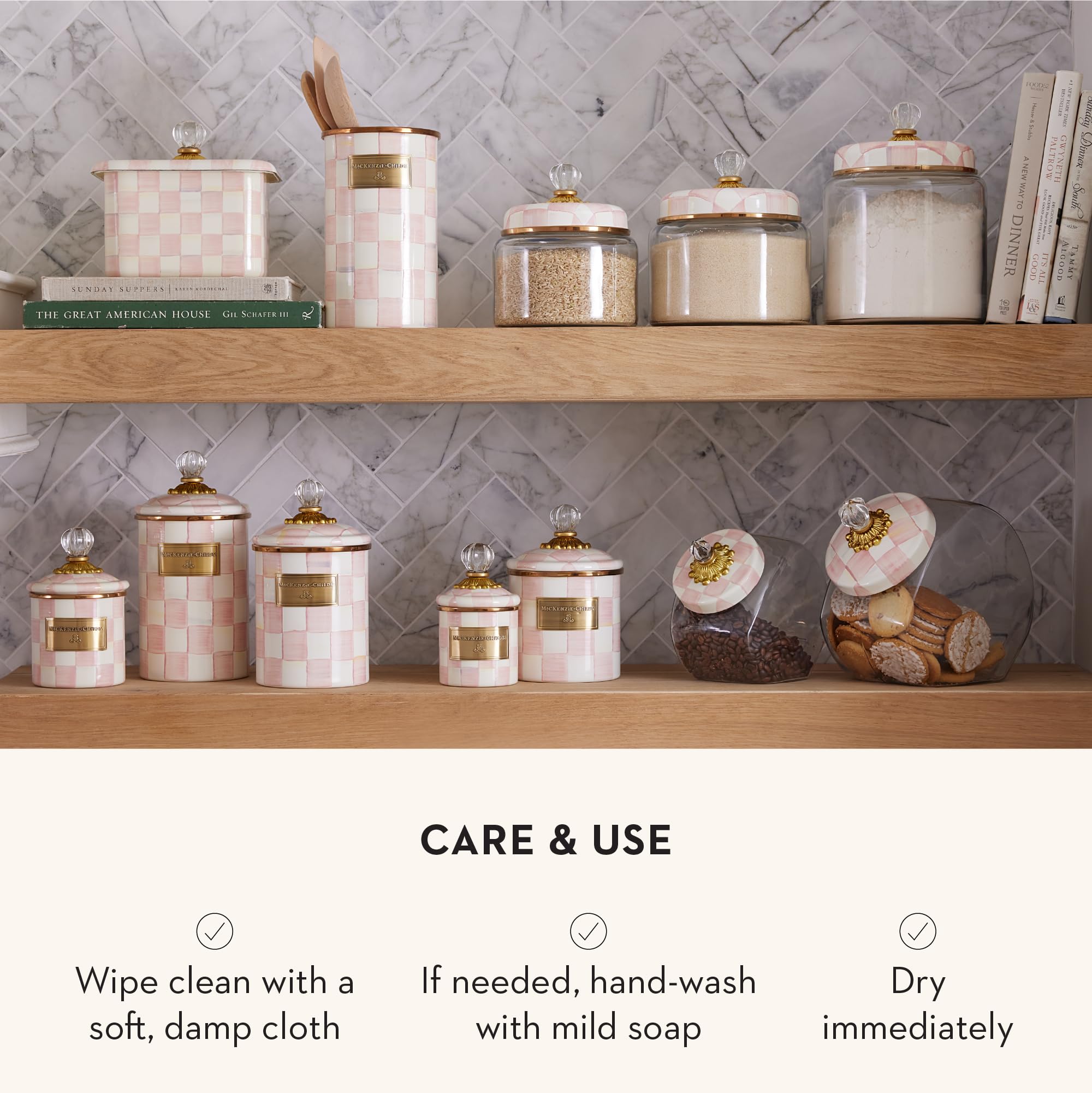 Amazon.com: MACKENZIE-CHILDS Rosy Check Kitchen Canister