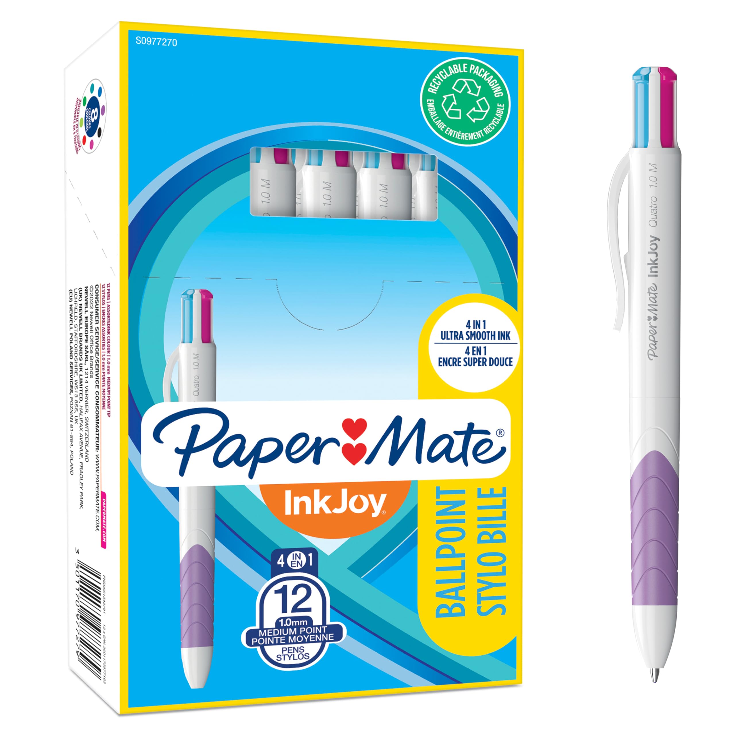 PAPERMATE Stylo à bille Inkjoy Fun M S0977270 4 couleurs