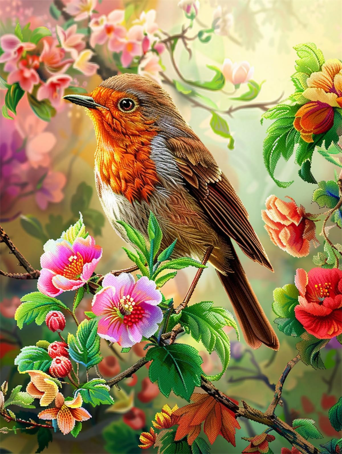 11CT Animal Kits De Punto De Cruz Flores Y Pájaros Coloridos Kits De Punto De Cruz Para Adultos，Juego De Bordado Estampado Preimpreso，Kit De Manualidades Para Bricolaje，Decoración Del 80x100cm