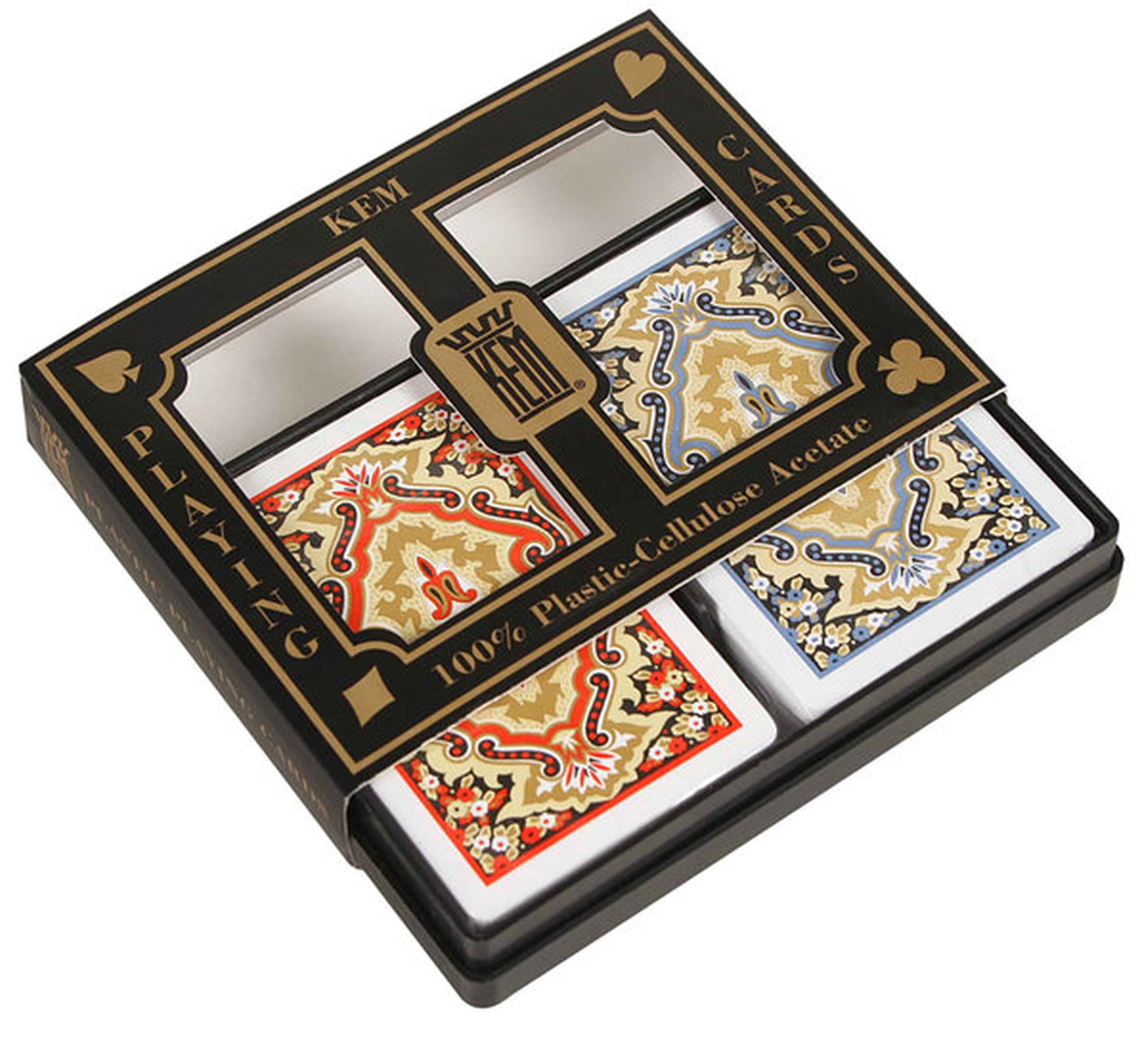 KEM Paisley Red and Blue, Bridge Size-Standard Index Playing Cards