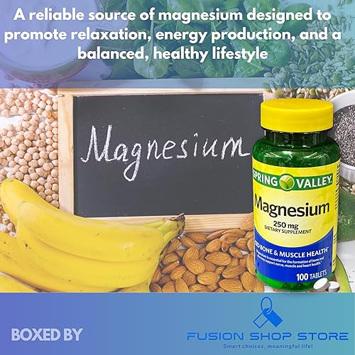 Miniatura 3 de Magnesio 250 mg- Comprimidos de salud muscular ósea 100 Ct (paquete de 1)