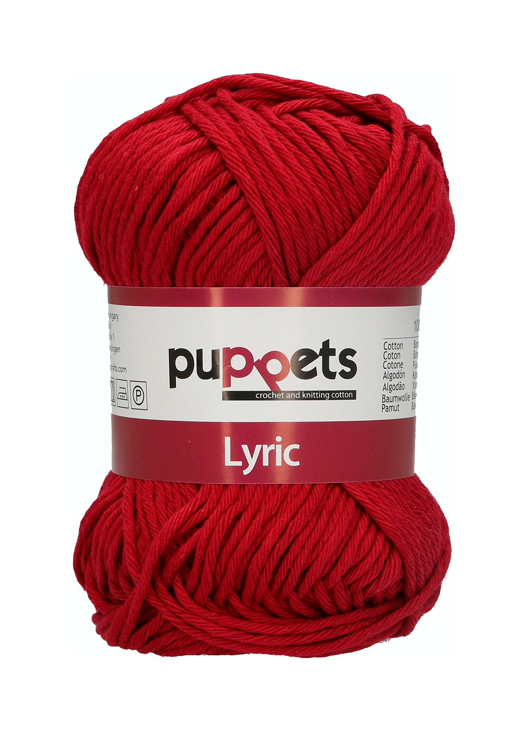Puppets Lyric Strength 8 4572008-00192 Red Crochet Yarn, 100% Cotton