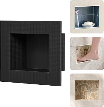 Shower Footrest, Recessed in-Wall XPS Tile-Ready Shower Niche for Shaving Legs, Waterproof Built-in Foot Rest 5.5" x 6.5"