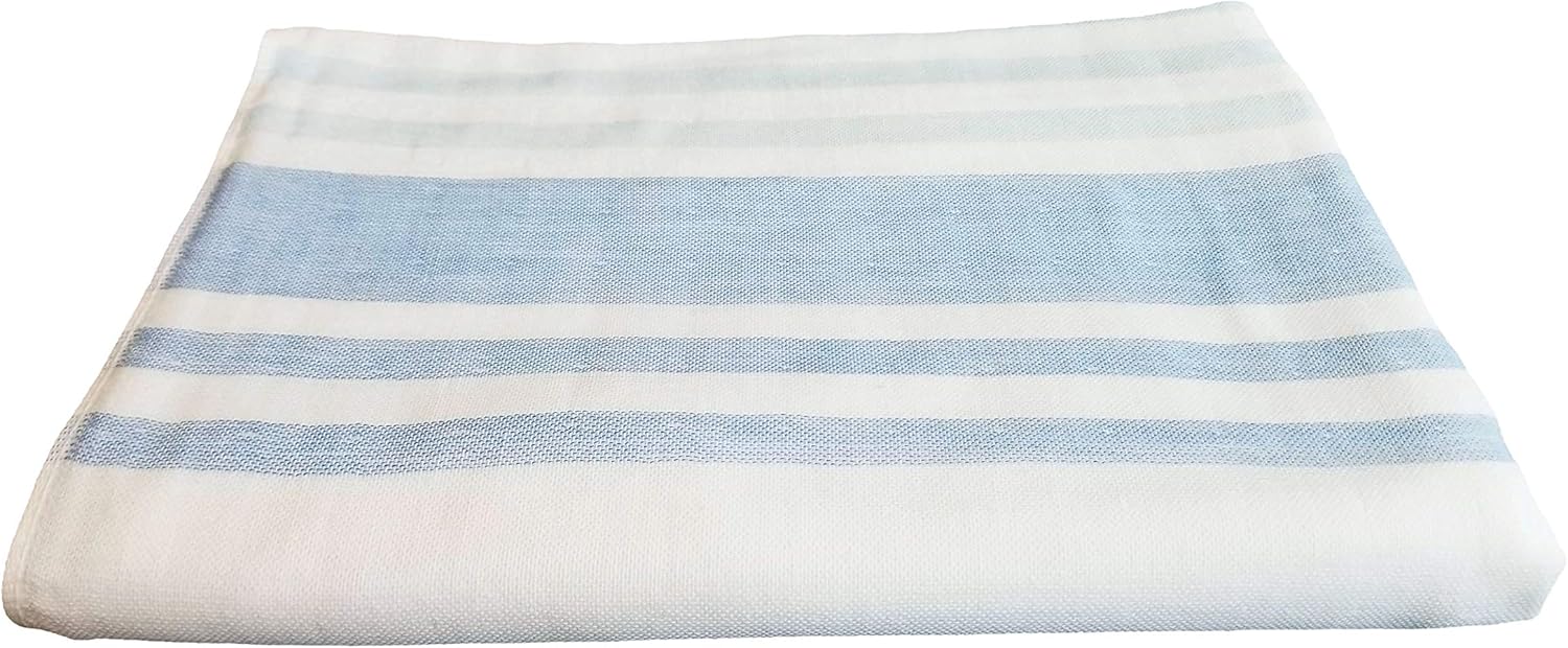 IPPINKA Senshu Japanese Towel, Ultra Soft, Quick-Drying, Two-Tone End Stripes, Blue (Bath Towel)