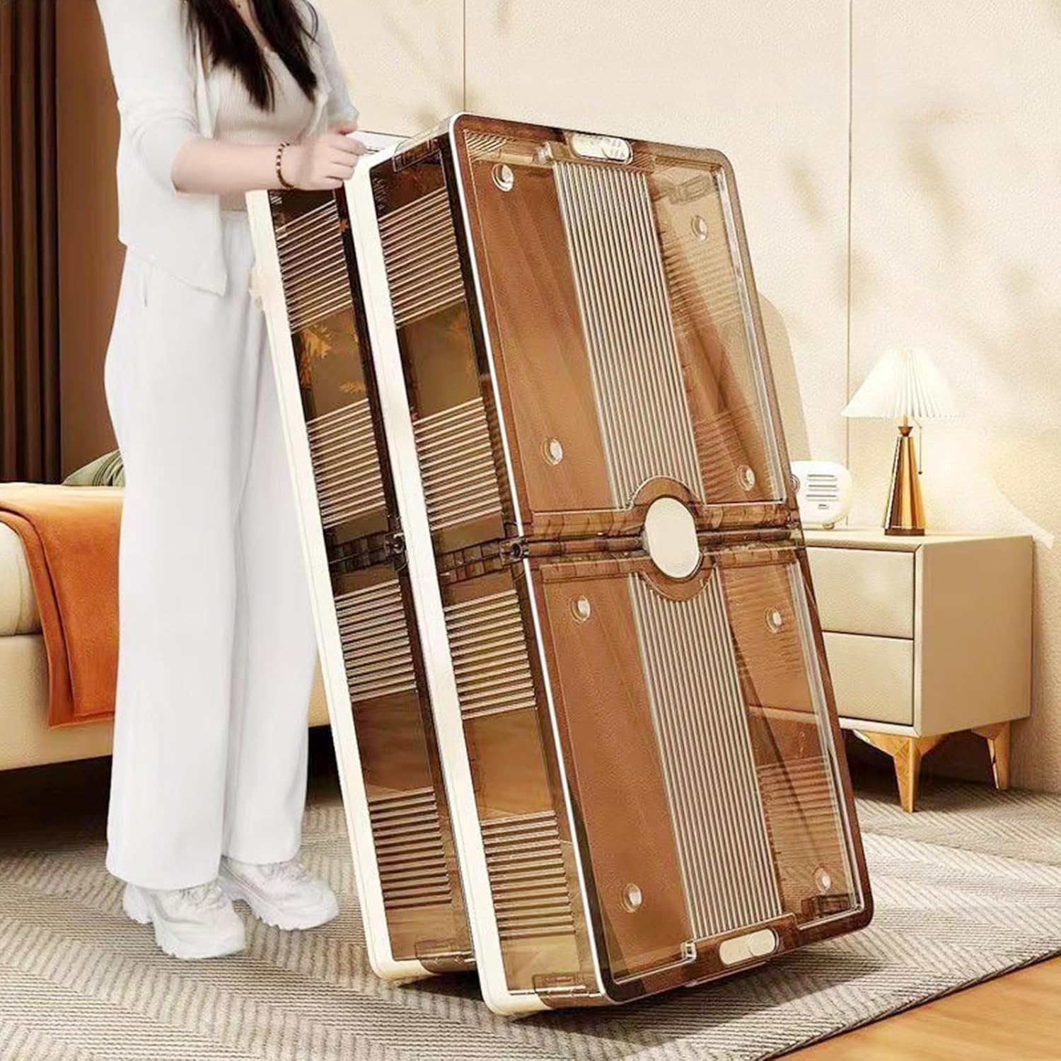 Under Bed Storage Containers With Wheels, Foldable Dual-Open Closet Organizers Blanket OrganizationWith Wheels, for Closet and Under Sofa to Storing Clothes, Quilts, Shoes, and Bedding.