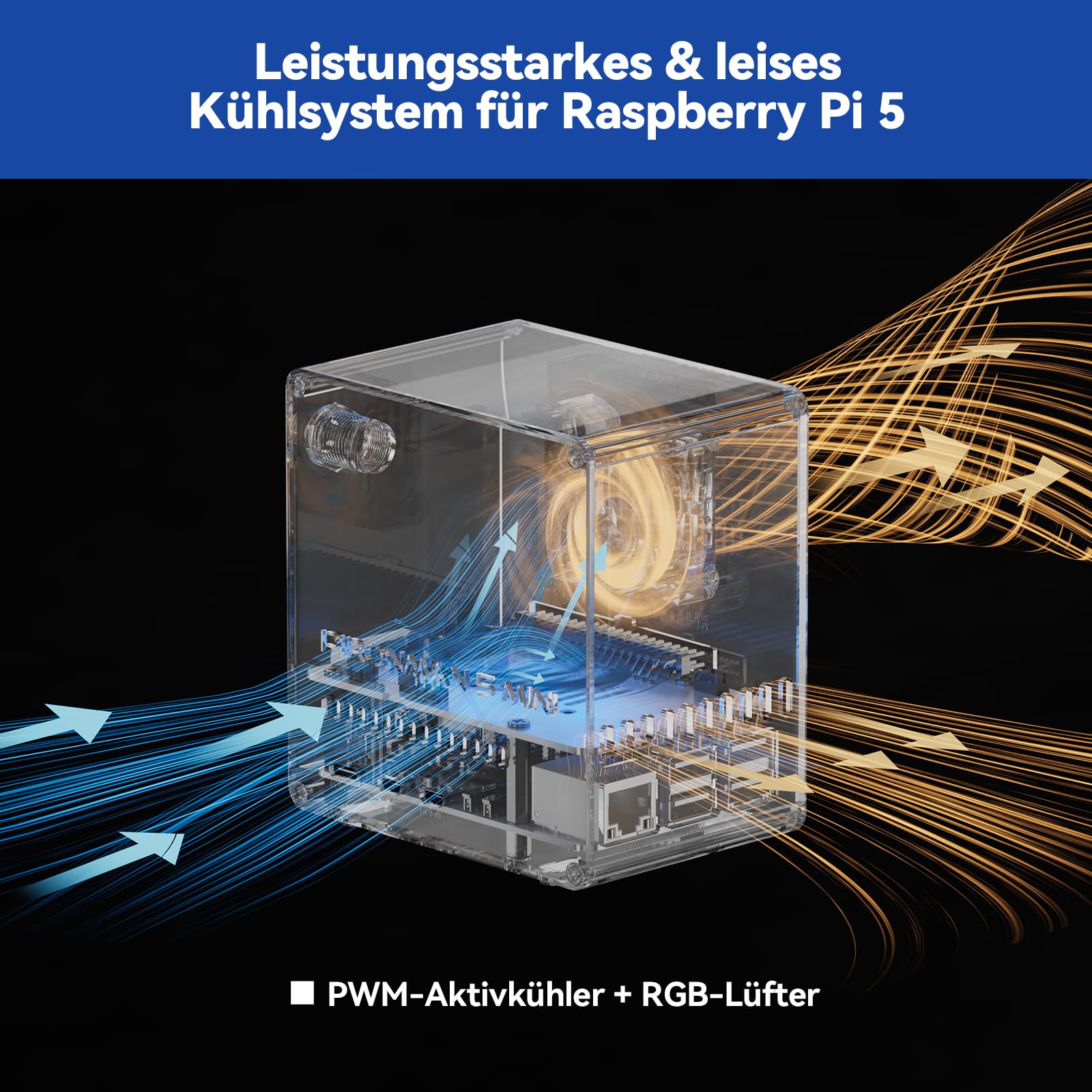 Pironman 5-Mini NVMe M.2 SSD PCIe 2.0/3.0 Mini-PC-Gehäuse für Raspberry Pi 5, Hailo-8L, OpenClaw KI-Agent, PWM-Aktivkühler + RGB-Lüfter, Safe Shutdown, RGB-Effekt (RPI5 Nicht enthalten)