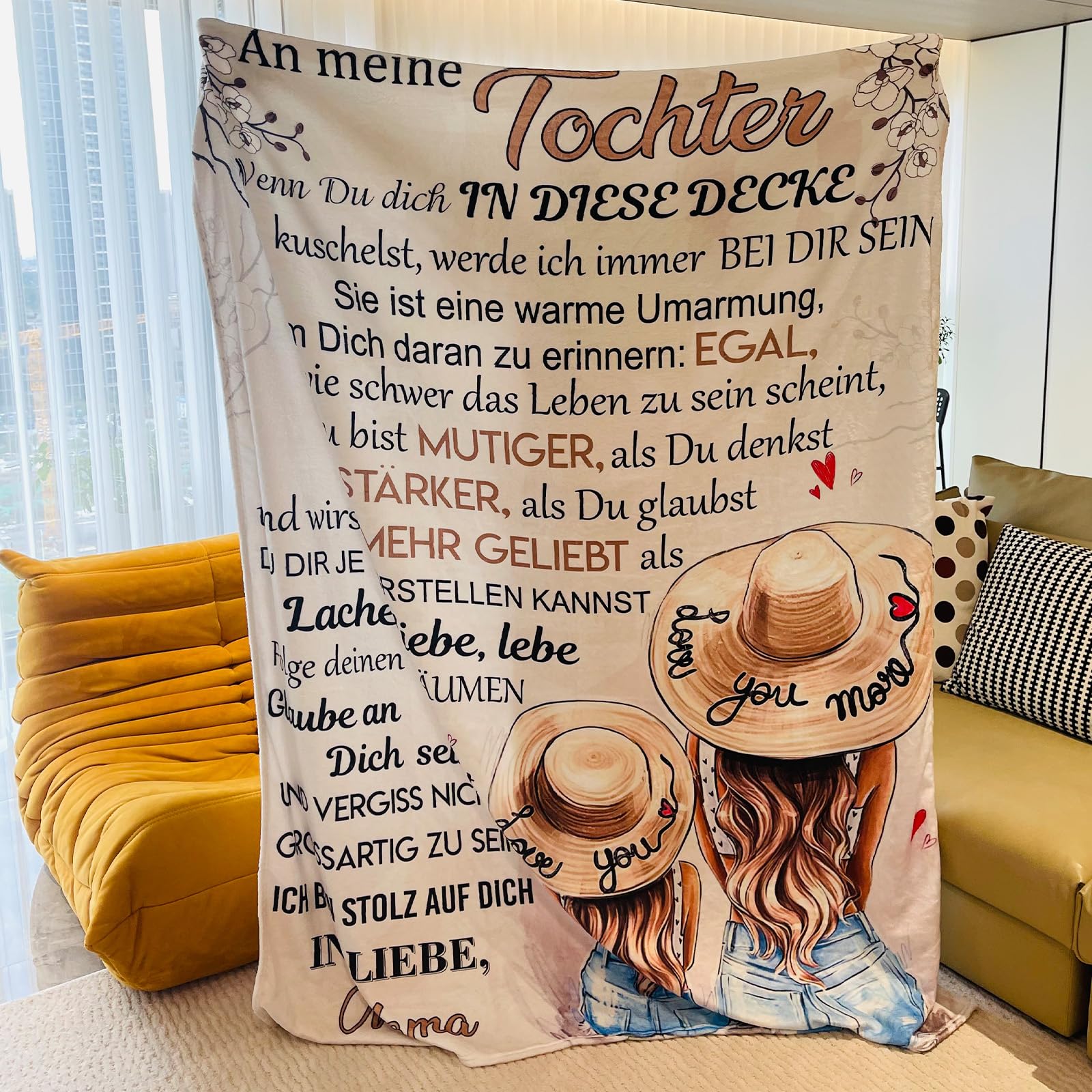 Kuscheldecke für Meine Tochter, Kuscheldecke für Tochter von Mama, Mutter Tochters Decke mit Spruch Deutsch, Flanelldecke, Brief Gedruckt Decken Geschenke für Weihnachten Geschenke zum Schulabschluss