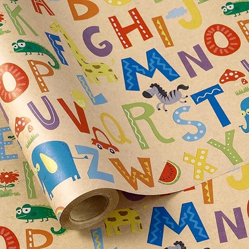 Miniatura 15 de RUSPEPA - Rollo de papel para envolver regalos con diseño de animales del bosque, mini rollo, papel kraft con texto "Oh Baby" para baby shower, Oh