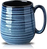 Hasense 20 oz Blue Ceramic Coffee Mug - Large Latte Tea Cup with Handle, Dishwasher Microwave Safe for Office Home