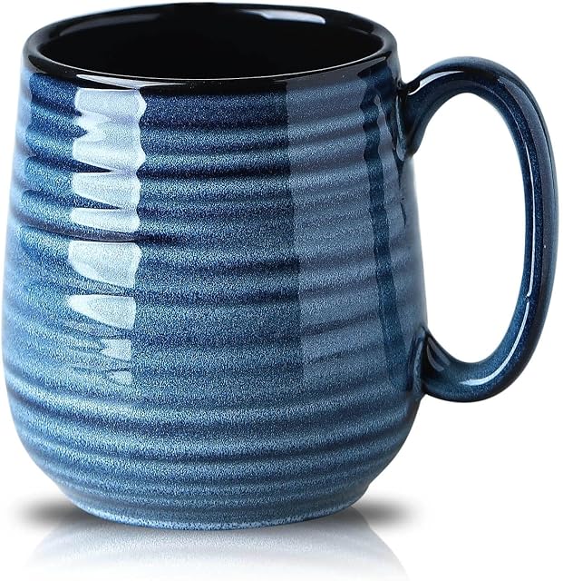 Hasense Coffee Mug, 20 oz tasse à café en céramique pour les hommes et les femmes, grande tasse de café pour la soupe de café Latte pour bureau et maison, lave-vaisselle et micro-ondes coffre-fort, 1 PCS (Bleu)