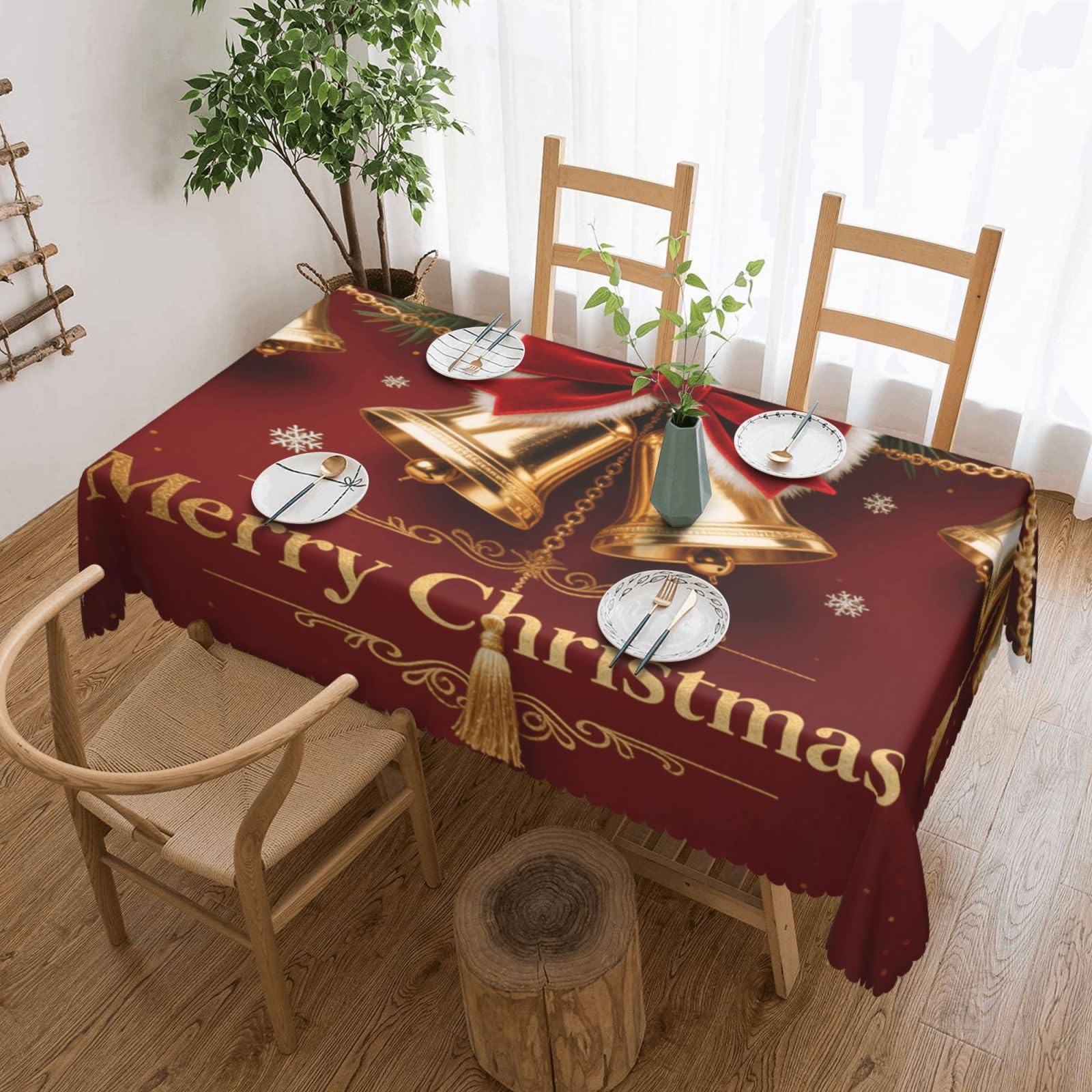 Couverture de table de Noël 137x183cm au tombé fluide et élégant