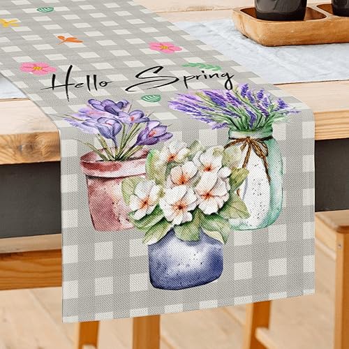 Buffalo - Camino de mesa de lavanda a cuadros para decoración de temporada de Pascua casa de campo para interiores reuniones temáticas decoración de