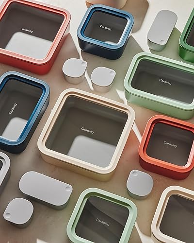 Miniatura 7 de Caraway Juego de almacenamiento de alimentos de vidrio 14 piezas recipientes de alimentos recubiertos de cerámica fácil de almacenar recipientes no