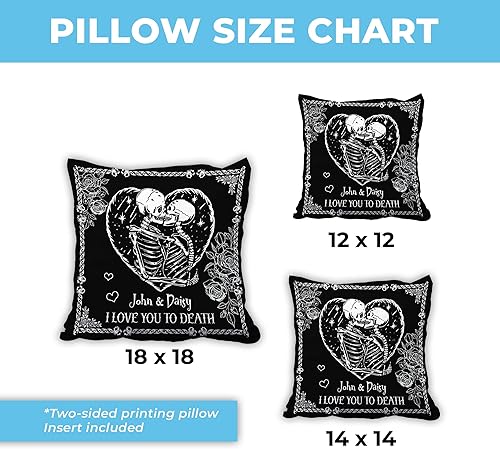 Vista 38 de Hyturtle Almohada personalizada para pareja (inserto incluido) Regalos para él – Decoración espeluznante de Halloween – Decoración de aniversario