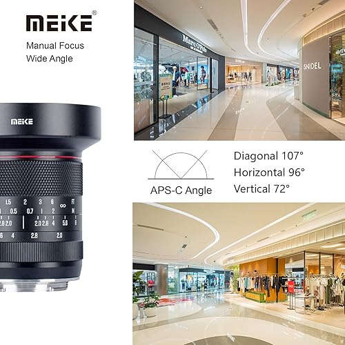Miniatura 5 de Meike Lente de enfoque manual APS-C ultra gran angular F2.0 de 0.394 in compatible con cámaras Sony E-Mount A6700 A6600 A6400 A5000 A5100 A6000