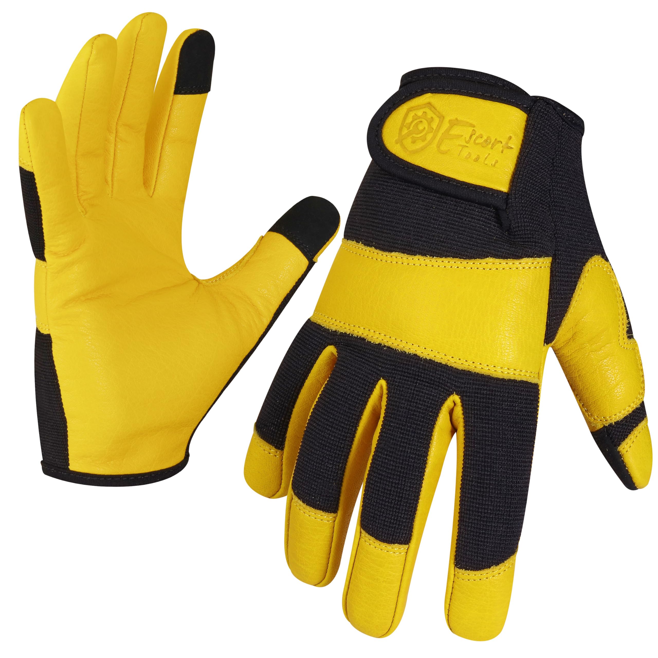 Escort Tools® Heavy Duty Leather Gardening Work Gloves, Thorn Proof, Touch Screen, Utility Safety Working Gloves Breathable