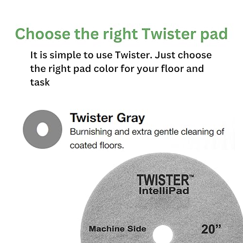 Miniatura 8 de Diversey DD1229105 TASKI Twister Intellipad - Almohadilla de limpieza de piso con revestimiento de diamante, fabricada en Estados Unidos, acabado