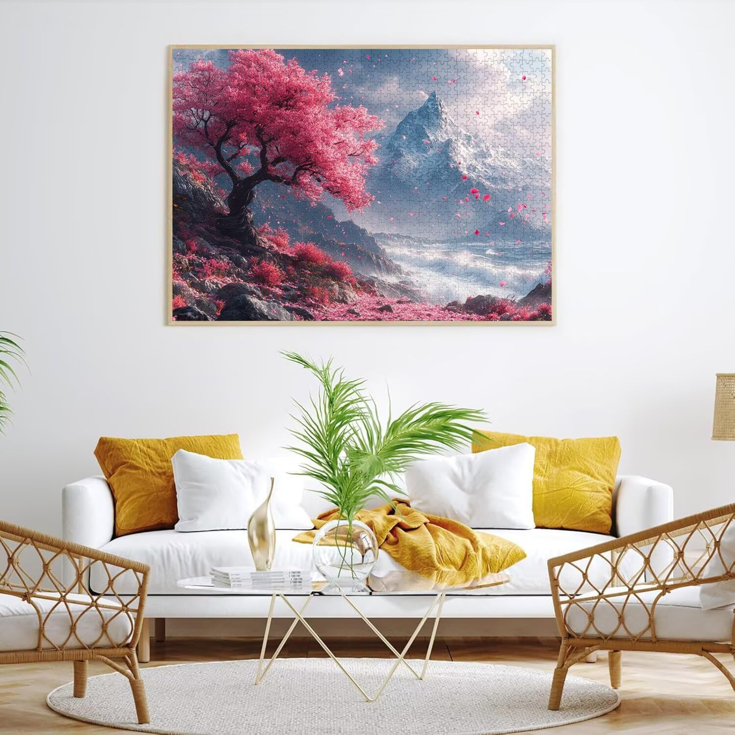 Puzzle 4000 sztuk 141 x 87 cm Puzzle wiśnia w kwiaty góry śnieg n-835