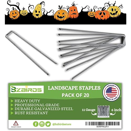 BzBirds USA Made Landscape Staples 6 Inch 11 Gauge Galvanized Garden Staple, Weed Barrier Landscape Fabric pins Ground Stakes for Gardening SOD Irrigation Tubing and Artificial Turf