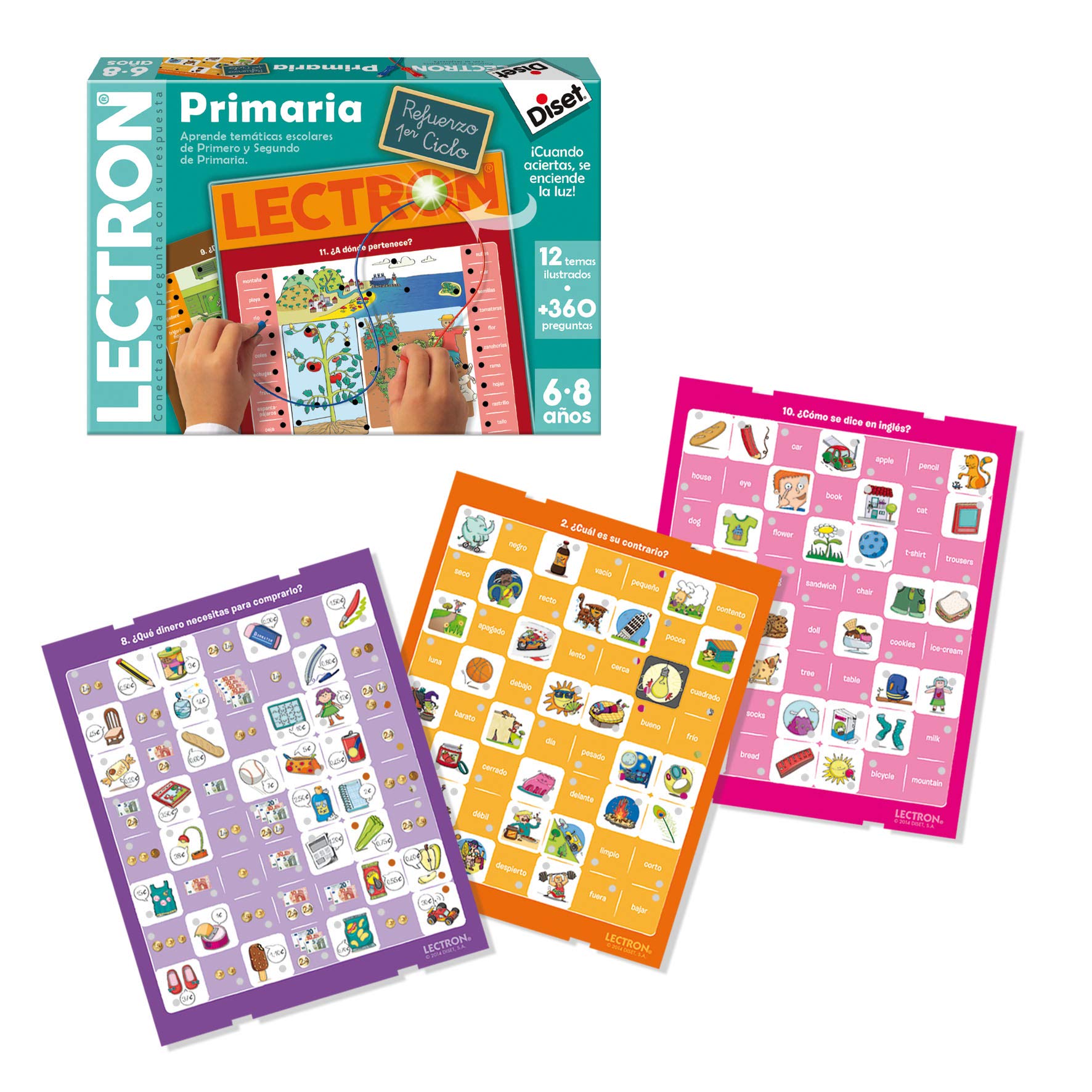 Diset, Lectron Primer Ciclo de Primaria, Juego Educativo de asociar Preguntas y respuestas a Partir de 6 años, Multicolor