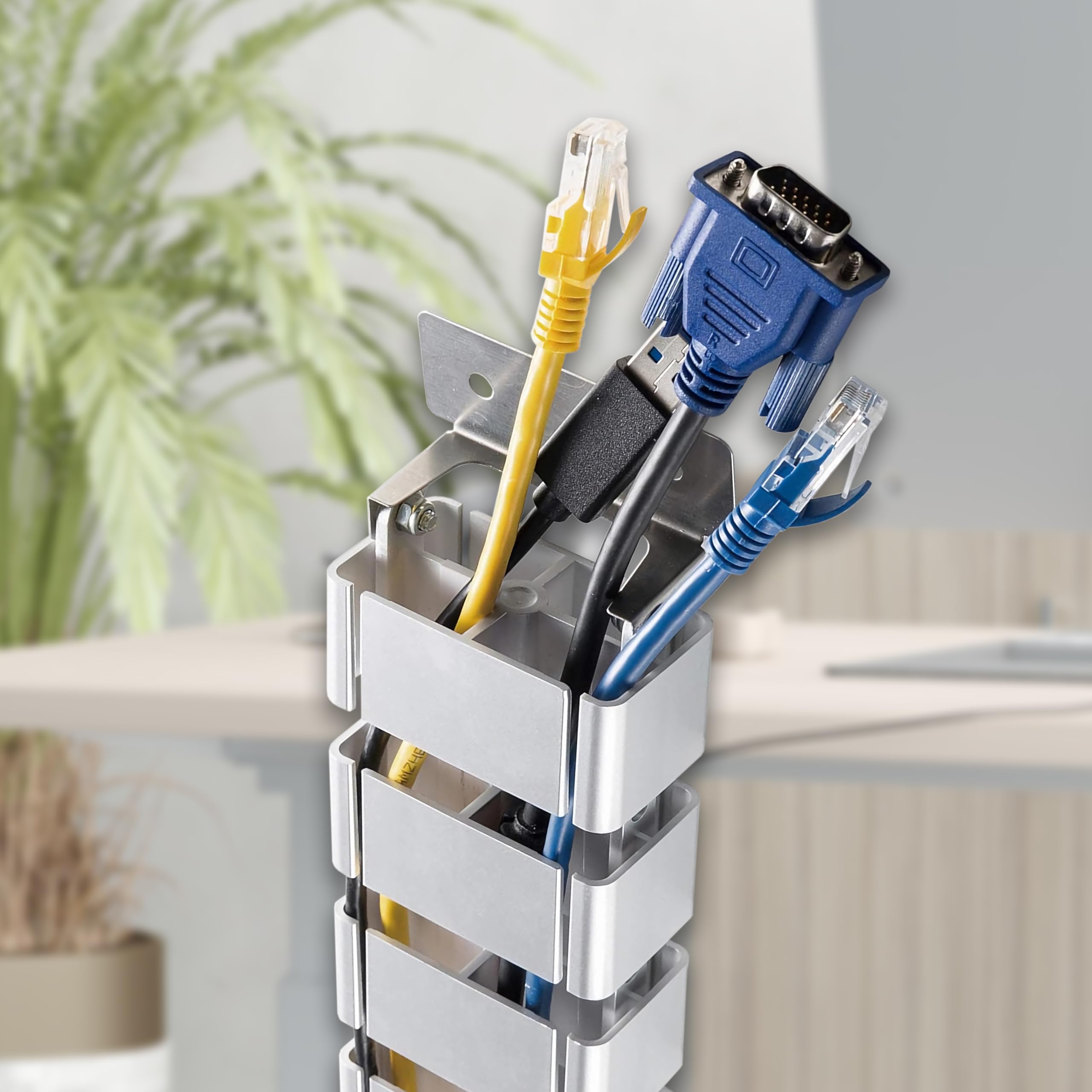 RICOO Organizador de Cables Canaleta Cable Z0101-S Escritorio Cubierta Cable Tidy Recoge-Cables Flexible Esconde bajo Mesa Accesorio Oficina