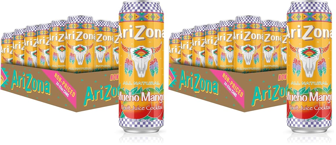AriZona Mucho Mango Juice Cocktail - Big Can, 22 Fl Oz (Pack of 48)