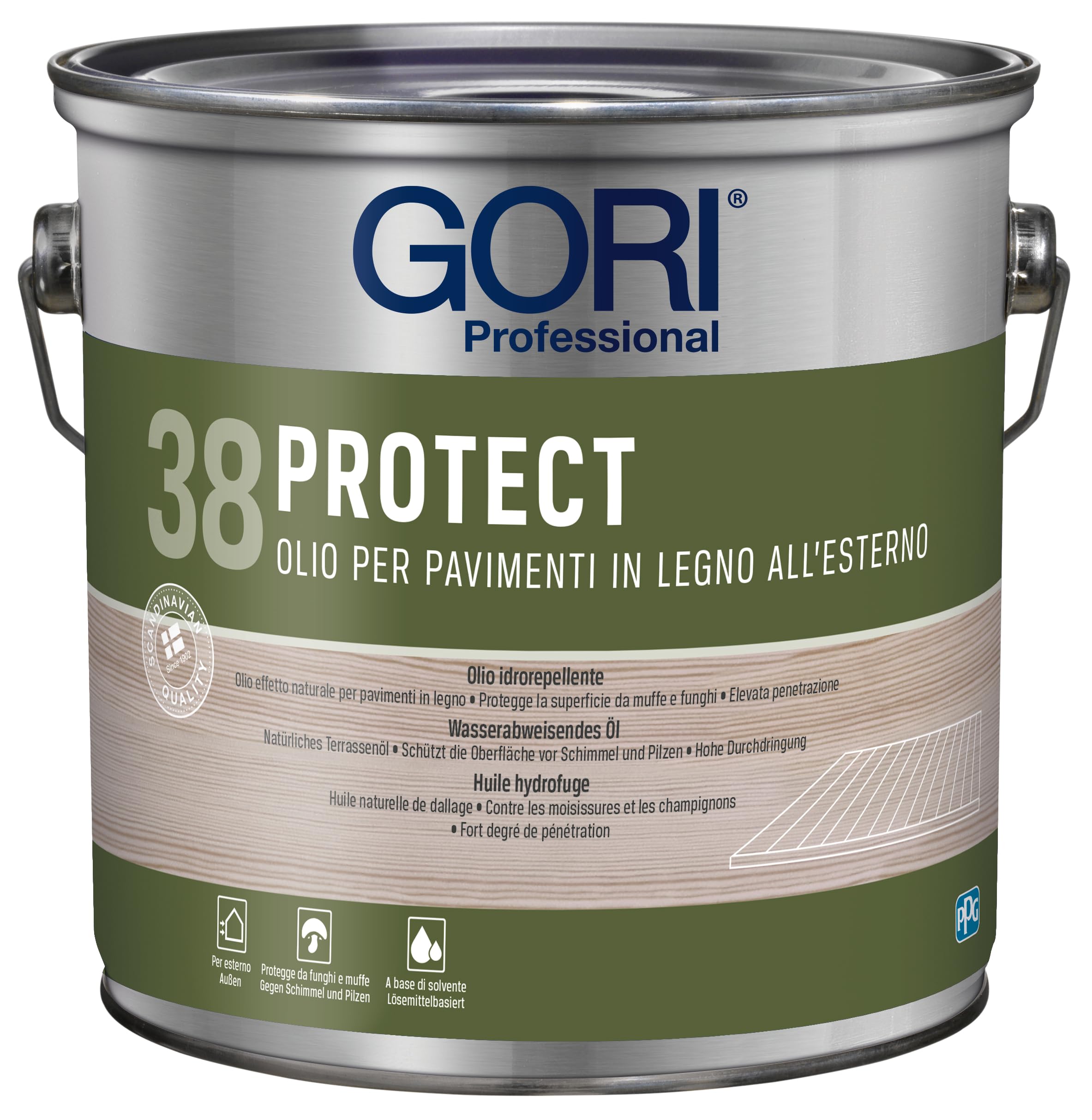Gori 38 PROTECT Olio per pavimenti in legno esterno incolore 2,5 l