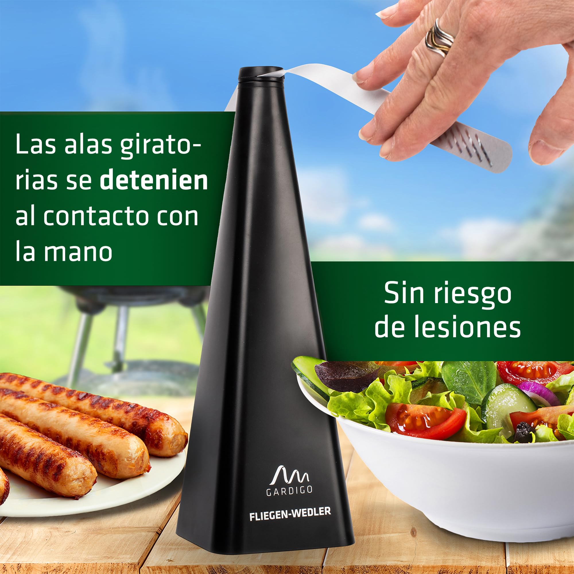 Gardigo® Fly Repeller 10 Unidades | Ventilador Repelente de Mosquitos, Moscas y Otros Insectos para Mesa | Remedio Anti Moscas | Certificado por la Universidad de Nuevo México | Ahuyentador de Moscas