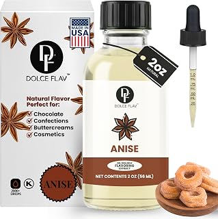 Dolce Flav Star Anise Extract – 2 Ounce Oil-Soluble Kosher, Sugar-Free, Concentrated Licorice Anise Flavoring for Baking, Cookies & Liqueurs, Includes Measured Dropper.