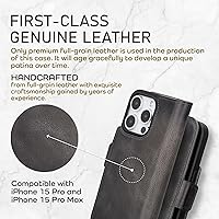 Vista 2 de Bayelon Funda de piel tipo cartera para iPhone 15 Pro - Funda con tapa para tarjetas, funda tipo cartera para iPhone 15 Pro, funda tipo folio