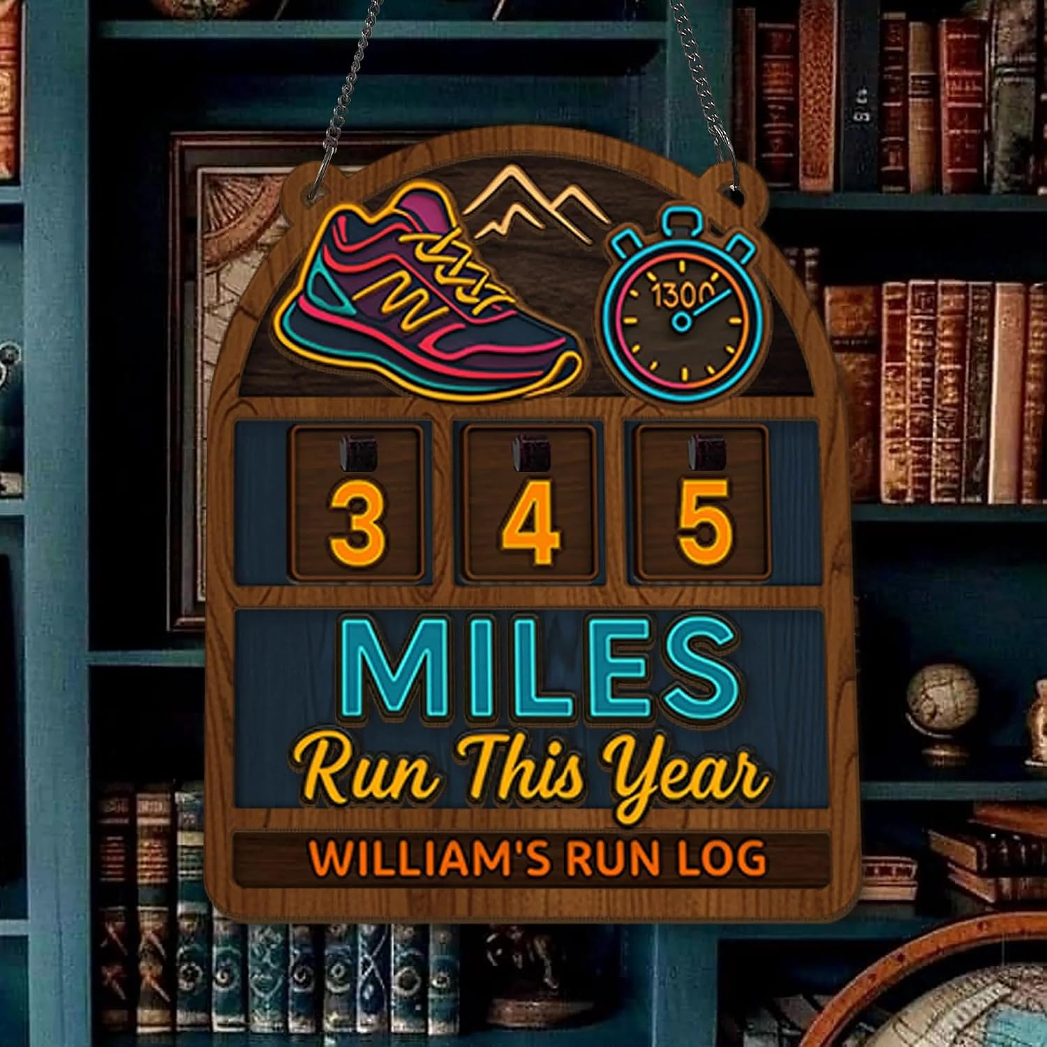 UrbanNEST Personalized Miles Run This Year Counter Sign, Custom Wooden Running Tracker, Runner Accessories for Men Women, Cool Gifts for Runner, Home&Office Hanging Decor 10