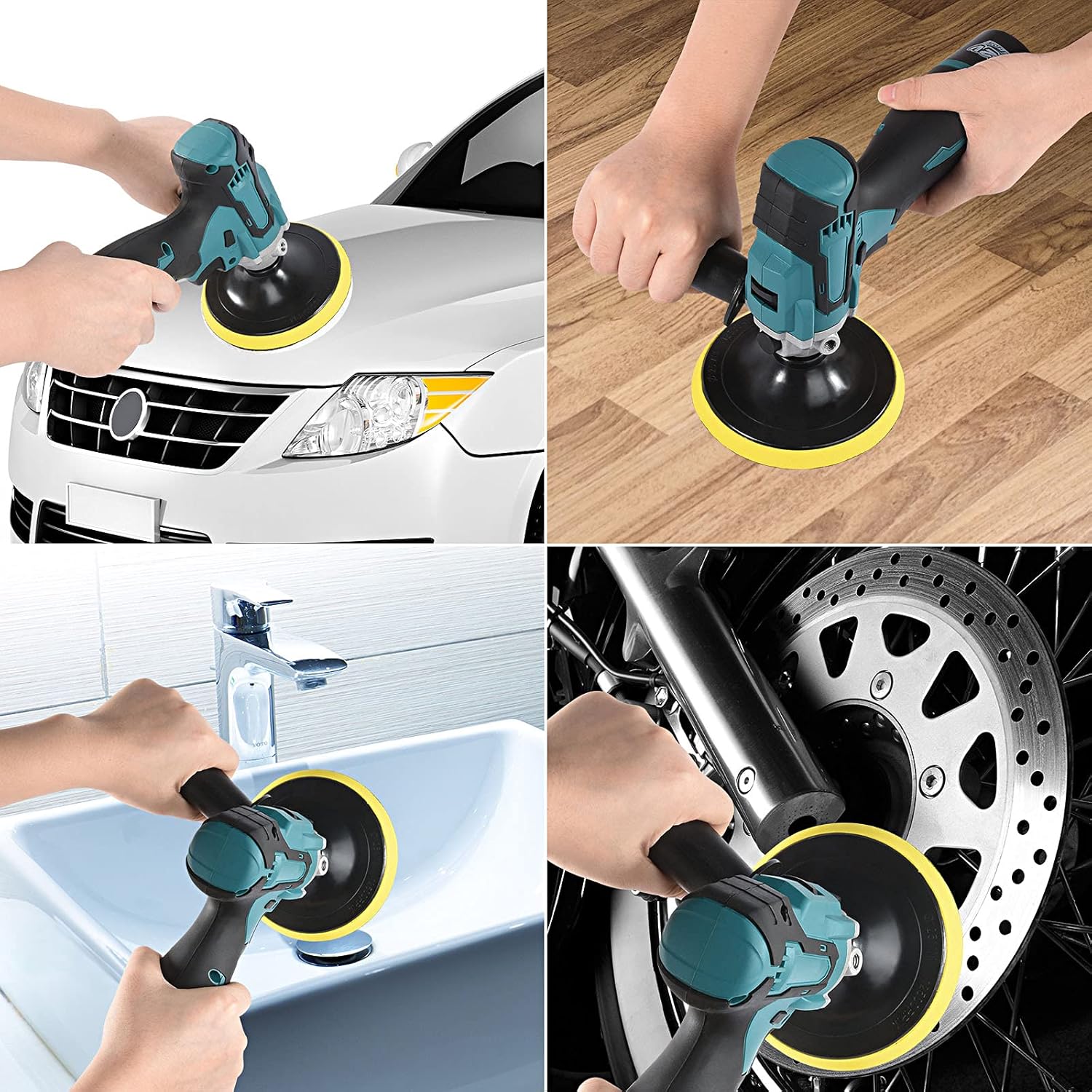 Car Polisher 20V Waxing Portable Cordless Li-ion Orbital Dual Action Variable Speed Sander Buffing Scratch Repair Tool with 2 Battery