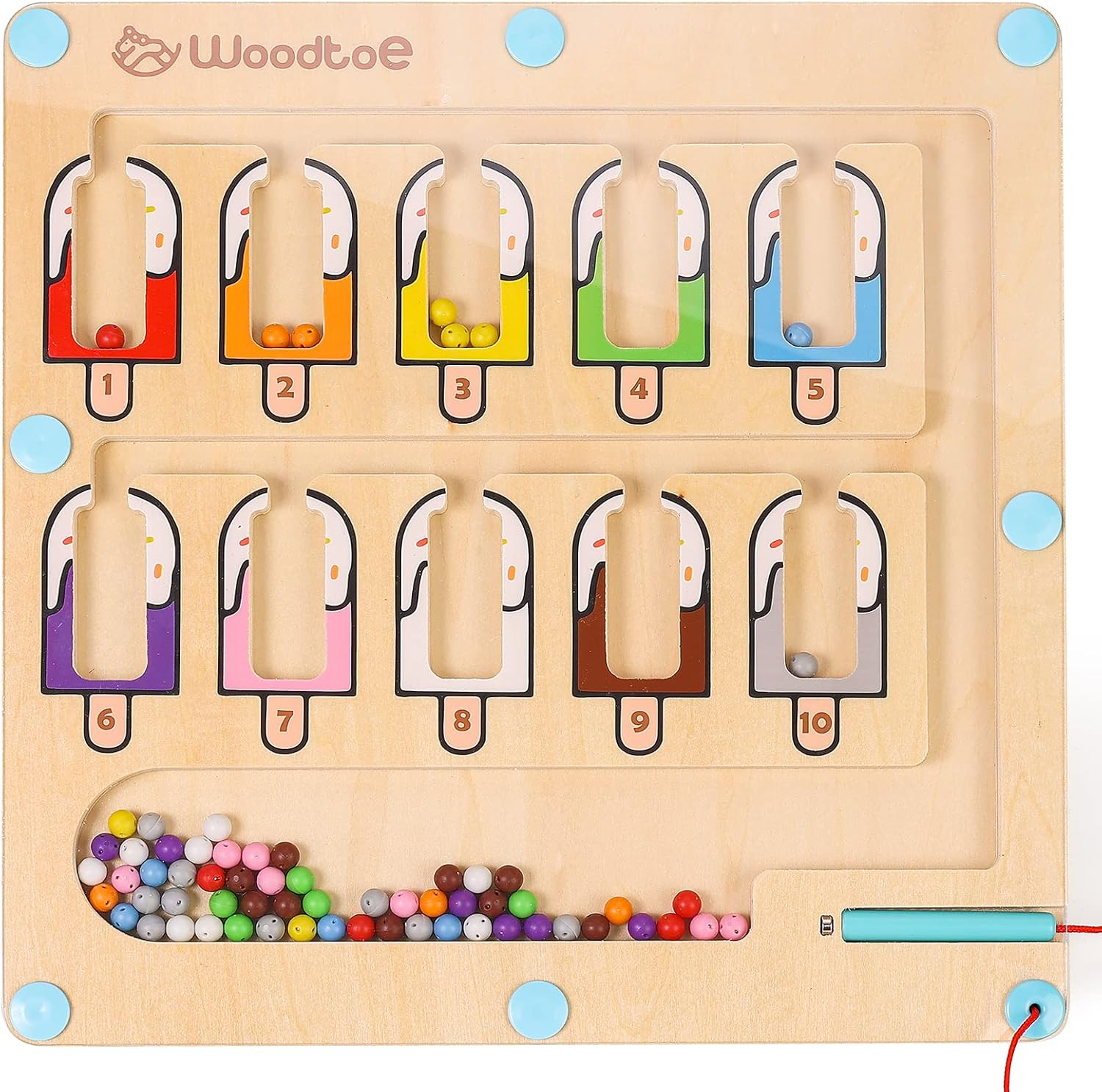 Woodtoe Color and Number Maze, Montessori Wooden