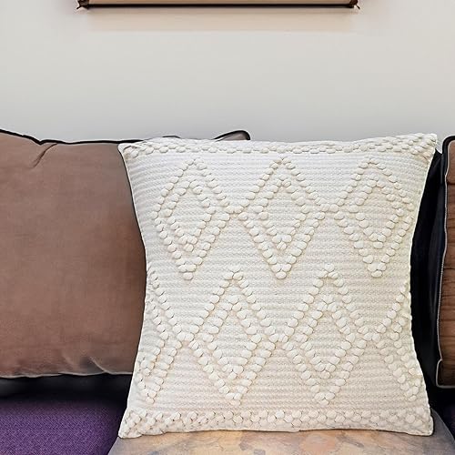 Heavenera Paquete de 1 funda de almohada decorativa de 22 x 22 pulgadas, funda de almohada tejida a mano, estilo bohemio para sofá, sala de estar,