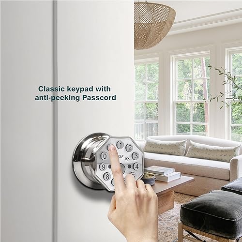 Miniatura 7 de Pomo de puerta con teclado y llave, cerradura de puerta de entrada sin llave, desbloqueo digital inteligente por contraseña, llavesretroceso USB,