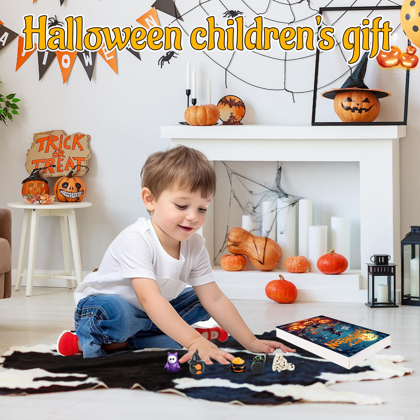 Calendario dell'Avvento di Halloween 2025, 24 giorni di Halloween, conto alla rovescia, con 24 pezzi di zucca horror, fantasma, teschio, mini figure decorazioni per bambini e adulti (orrore)