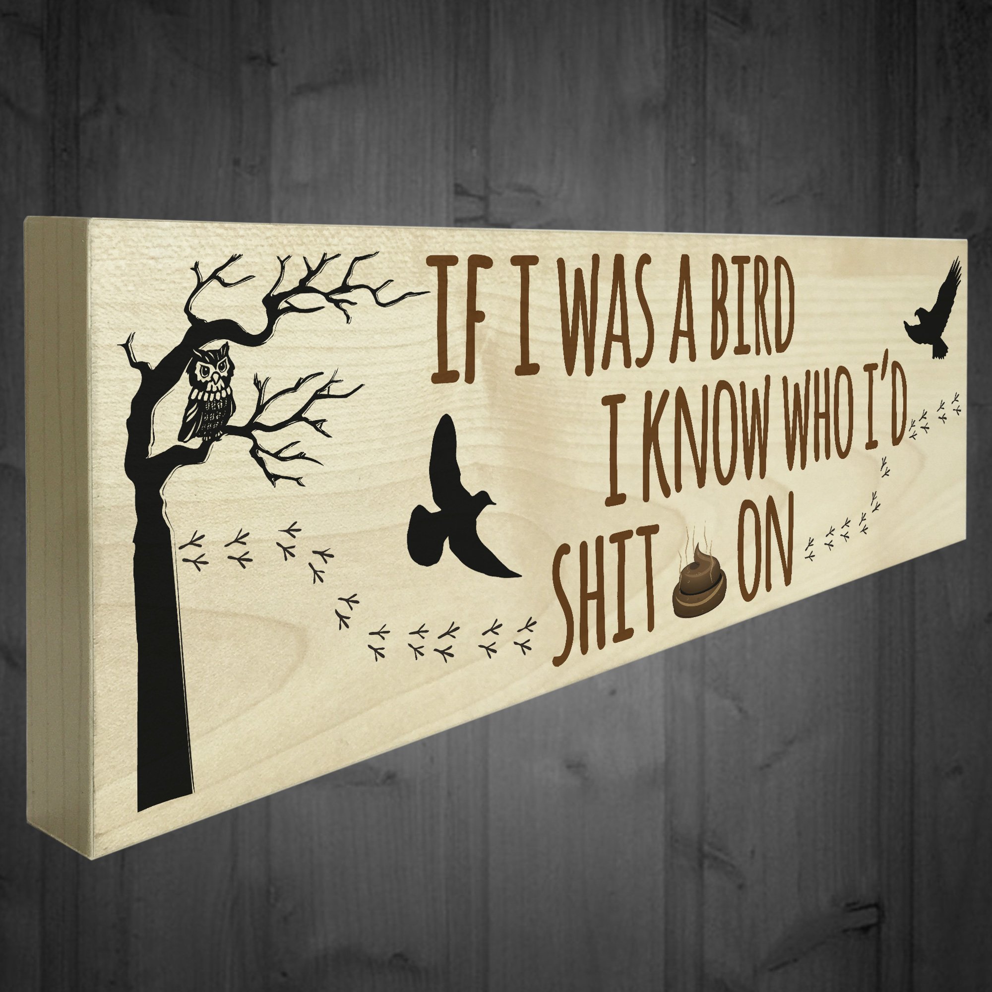 Red Ocean If I Was A Bird I Know Who I'd Sh*t On Novelty Freestanding Plaque Funny Gift