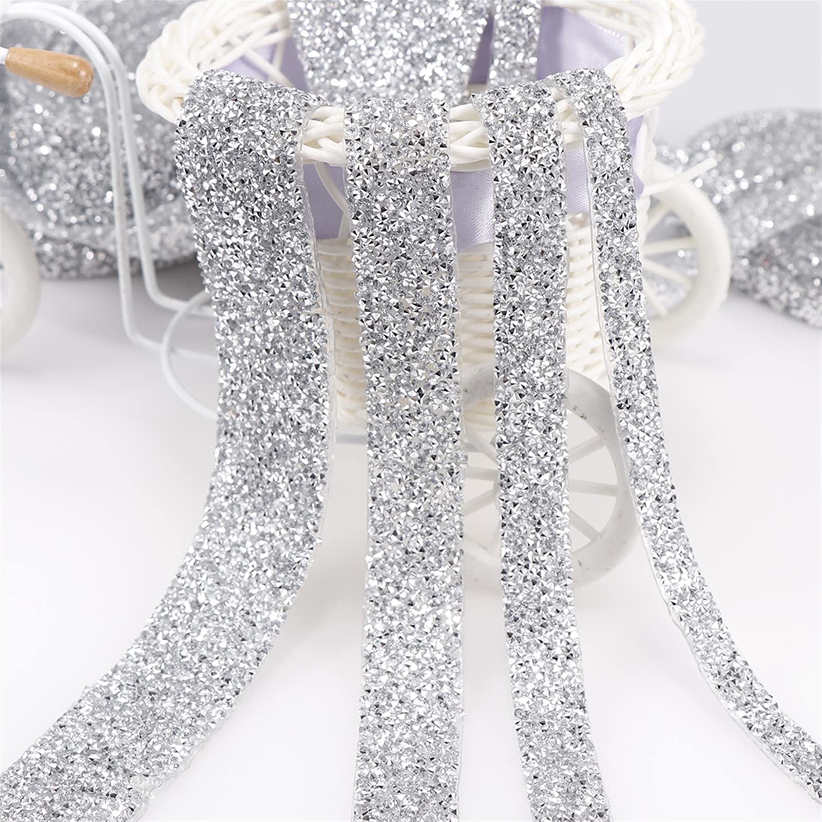 Yard Sewing Trim Crystal Motiv Fix Glänzendes Harz Strassbandapplikationen for Kleider Kleidung Schuhe 1/1.5/2/3cm (Color : White AB, Size : 1.5cm 1yard) (Transparent White 1.5cm 1yard)