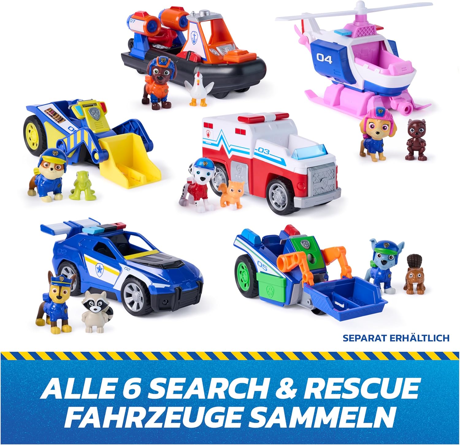 PAW PATROL - Search & Rescue: Rocky's Rescue Vehicle with Pull Back Motor, Approx. 15 cm, Includes Dog Figure and Squirrel, Detailed Design from the Series, Toys from 3 Years